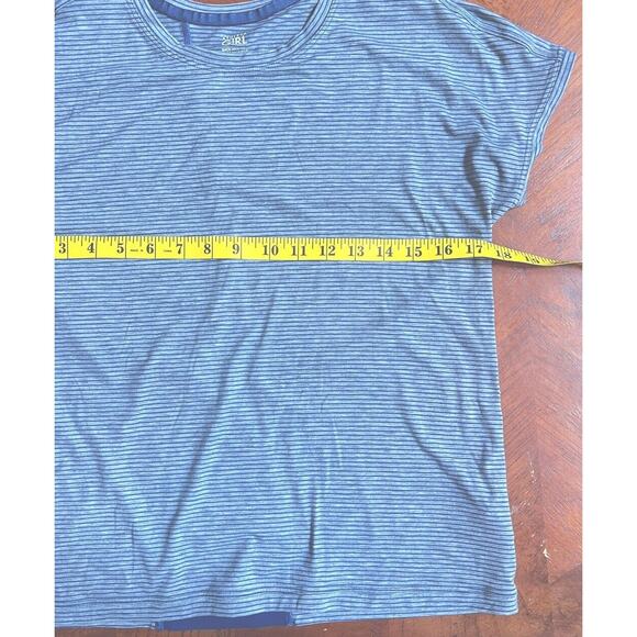Athleta Girl XXL / 16 Stripe Blue Gray Back At It Tee Mesh Back - Picture 8 of 8